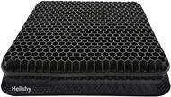 Cooling Gel Seat Cushion, Double Thick Breathable Honeycomb Design Absorbs Pressure Points Seat Cushion with Non-Slip Cover Gel Cushion for Office Chair Home Car Seat Cushion for Wheelchair (Black)
