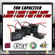 Fan Capasitor kapasitor kipas siling Motor Fan Capacitor 1.5uf/2uf/2.5uf/3uf/3.5uf/4uf/5uf/6uf 450V