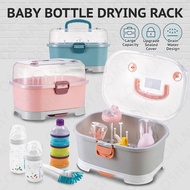 Baby Nursing Bottle Storage Box Feeding Bottle Drying Rack with Anti-dust Cover