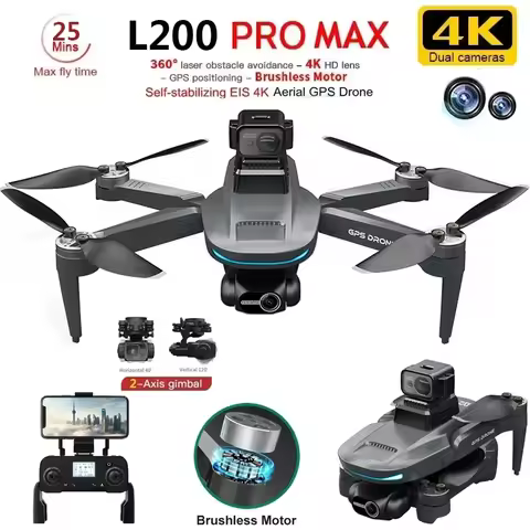 L200 PRO MAX Drone 4K 2-Axis PTZ HD Dual Camera 360° Laser Obstacle Avoidance Brushless Motor GPS 5G