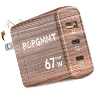 67W USB C Charger Block, 3-Port GaN Fast Type C Charger, PD 3.0 PPS, Foldable & Compact Fast Charger