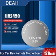 2-10PCS LIR2450 LIR 2450 3.6V 120mAh Lithium Rechargeable Battery For Car Key Remote Control Watch B