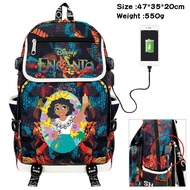 Encanto Canvas Student Backpack Usb Charging Port Large Capacity Cartoon School Bag