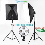 Studio light set, professional photography, 2m high light stand, softbox 50x70cm with 4-bulb lamp ho