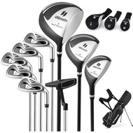 Standardized 9/10/12 Pieces Men's Complete Golf Clubs Set with 460CC Driver Fairway Wood and Hybrid 