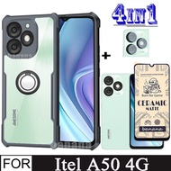 itel A50 Shockproof Phone Case for itel RS4 A70 A60 60s 4 in 1 Camera Lens Ceramic Tempered Glass Sc