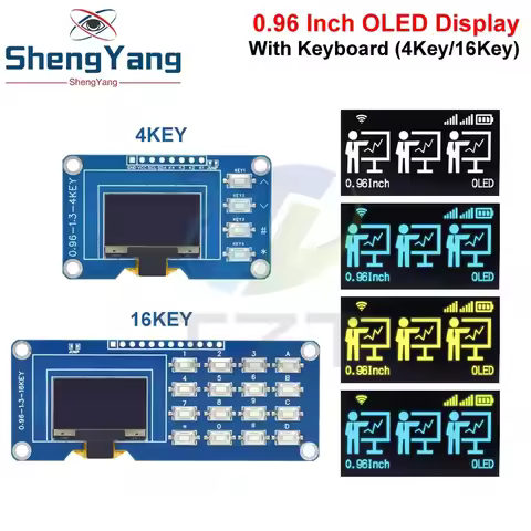 GREATZT 0.96 Inch I2C Driver SH1315 OLED Display Module With 1x4/4x4 Keyboard For Arduino Raspberry