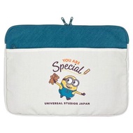 日本 Minions 迷你兵團 藍白色帆布 手提電腦 收納袋