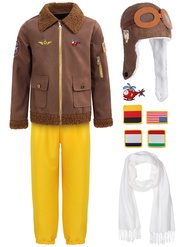 Kids Aviator Costume Girls Pilot Jacket 10PCS Toddler Boy Youth Aviator Costume Outfit Kids for Hall