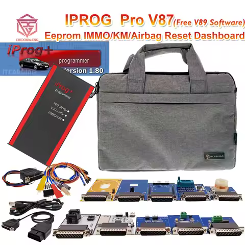 Iprog Pro V87 Gift V89 Test with 7/11 Adapters for Eeprom IMMO/KM/Radio/Airbag Reset Dashboard IPROG