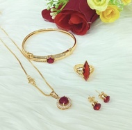 PERHIASAN DEWASA 1 SET BATU MERAH CANTIK XUPING GOLD ASLI TIDAK LUNTUR BISA DI PAKAI SEHARI HARI | P