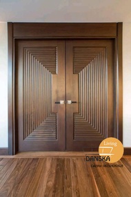 Pintu Utama Kupu Tarung Kayu Jati Garis Kedalam
