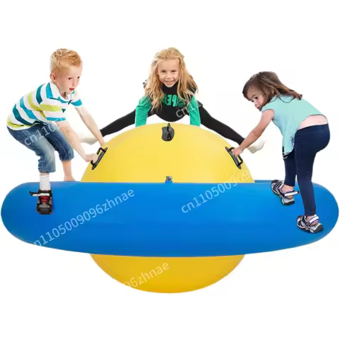Giant inflatable dome rocker bouncer, 88-inch roller handle seesaw and 6-handle climbing bridge, out