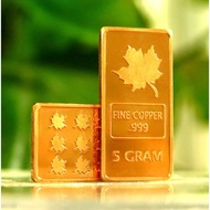 5 gram Maple Leaf .999 Fine Copper Bullion Bar Cu Element 5g (Defects)
