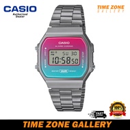 Casio Vintage A168WERB-2ADF / A168WERB-2A / A168WERB-2 / A168WERB Gray Stainless Steel Band Women Wa