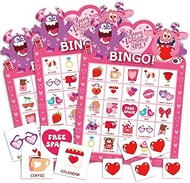 JarThenaAMCS 43Pcs Valentine' s Day Bingo Game 32 Players Valentines Monster Bingo Cards for Adults 