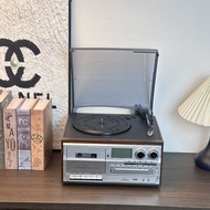Multifunctional Vinyl Record Player Tape CD Player Radio External Speaker Living Room Decoration Blu