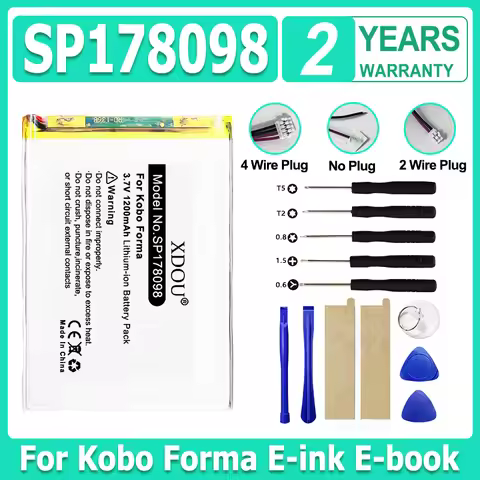 3.7V Brand-New Replace SP 178098 Battery For Kobo Forma E-ink E-book Reader 1200mAh 2Wire