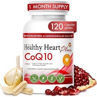 CoQ10 Cardiovascular Supplement – Coenzyme Q10, Nattokinase, Pomegranate, Garlic & Lysine for Blood 