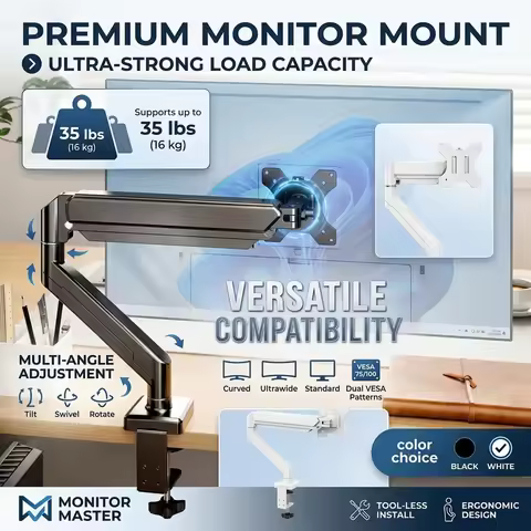 Universal Single Monitor Desk Mount Bracket for Up To 32 Inch 19.8 Lbs Screen Adjustable Computer Mo