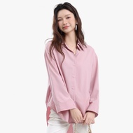 KM Muslimah Amelia Collar Long Sleeves Cotton Polyester Shirt Blouse [B7517]