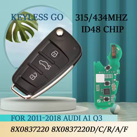 jingyuqin 3Buttons ID48 Chip 315/434Mhz Keyless Go Remote Smart Car Key For Audi A1 Q3 8X0837220 8X0