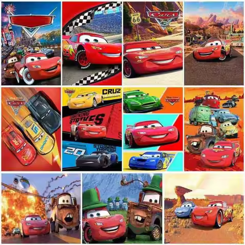 MINISO Frameless Disney Cars DIY Diamond Painting Cartoon Lightning Mcqueen Art Cross Stitch Mosaic 