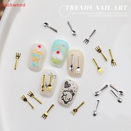 Duckweed 50Pcs Mixed Ins Niche Tableware Series Spoon Fork Nail 3D Metal Nail Mold Nail Decorations 