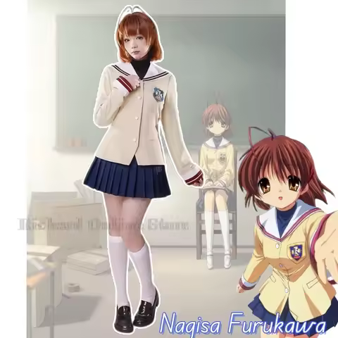 Nagisa Furukawa Cosplay Anime CLANNAD Costume Fujibayashi Kyou School Uniforms Dress Skirt Suit Game
