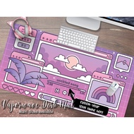 Pink Purple Retro desk mat, 80s desktop Vaporwave Desk Mat, kawaii desk mat cute desk accessories, xxl mouse pad, extended gaming mouse pad