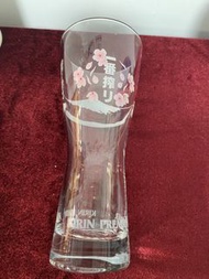 kirin 一番搾  啤酒杯 玻璃杯  櫻花 富士山