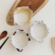 Ceramic Painted Kitten Bowl High-value Cute Cartoon Fruit Salad Bowl Household Cute Fun Rice Bowl De