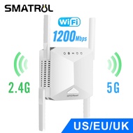 SMATRUL 5Ghz 2.4G Wireless WiFi Repeater 1200Mbps Router Wifi Booster 2.4G Home Long Range Band Network Extender 5G Wi-Fi Signal Amplifier 4 Antenna