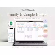 Family Annual Budget Spreadsheet G-Sheets Monthly Biweekly Budget Tracker Couple Financial Planner