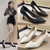 Women Matte Black Stilettos OL Professional Work Shoes Fashion Single Shoes