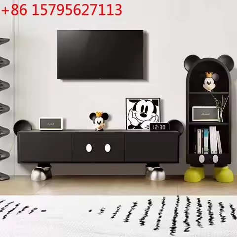 Mickey TV cabinet storage locker integrated living room home floor TV coffee table combination small
