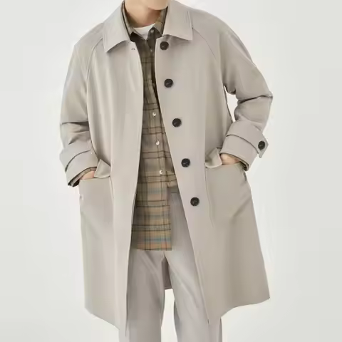 Casual Business Lapel Windbreak Jackets Men Coats 2025 Top Quality Spring Men's Trench Coat Coat Bus