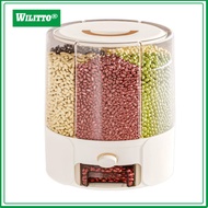 Storage Box Grain Dispenser 360-degree Rotatable Rice Dispenser Large Capacity 6 Compartments Transp