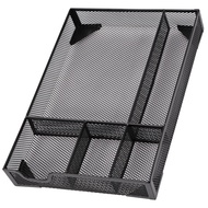 Desk Drawer Organizer Tray 5 Compartments Desk Drawer Organizer 12.4×8.5×1.8 Inch Metal Mesh Drawer 
