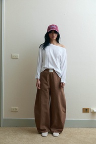 [พร้อมส่ง] Off Duty Barrel Pants กางเกงเอวสม็อค ทรงบาเรล