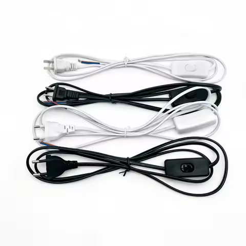 AC 303 Switch Power Cord 1.8m 2pin Wire EU US Plug Cable Extension Cords Adapter Black White Line A1