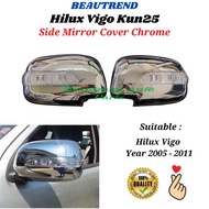 Toyota Hilux Vigo Kun25 Side Mirror Cover Chrome With LED Signal Rear View Mirror Cermin Pandang Bel