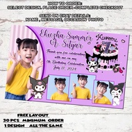 ATMSize Personalized Ref Magnet KUROMI Theme Ref Magnets Giveaway Birthday Baptism