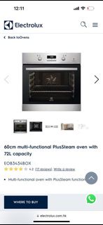 嵌入式電焗爐Electrolux 60厘米 72公升嵌入式PlusSteam多功能焗爐 60cm multi-functional PlusSteam oven with 72L capacity E