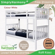 Britania Double Decker Solid Wood Bed / Solid Wood Bed / Katil Kayu / Double Decker Bed / SW Harmony Series