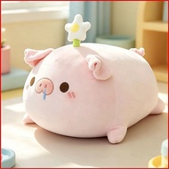 Cute Chubby Pink Pig Plushie Cushion Little Sprout Drooling Daisy Pig Doll Super Soft Stuffed Pillow