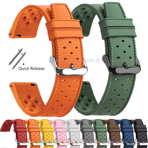 Tropic Silicone Watch Strap 18mm 20mm 22mm for Seiko for Fossil Wrist Band for Oris Quick Release Ru