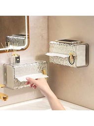 透明面紙盒,適用於家庭浴室,無需打孔安裝,在洗臉盆上安裝防水且不易生鏽的面紙盒