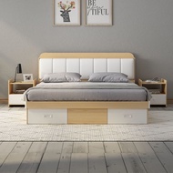 🇸🇬 ⚡ Nordic Leather And Solid Wood Bed Frame Wooden Bed Frame Tatami Bed Frame With Storage Queen/King Size Bed Frame