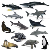 12Pcs Simulation Mini Marine Animal Giant Tooth Shark Killer Whale Blue Whale Shark Penguin Dolphin 